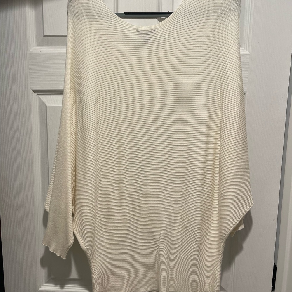 Tribal Cream Ribbed Tunic Top